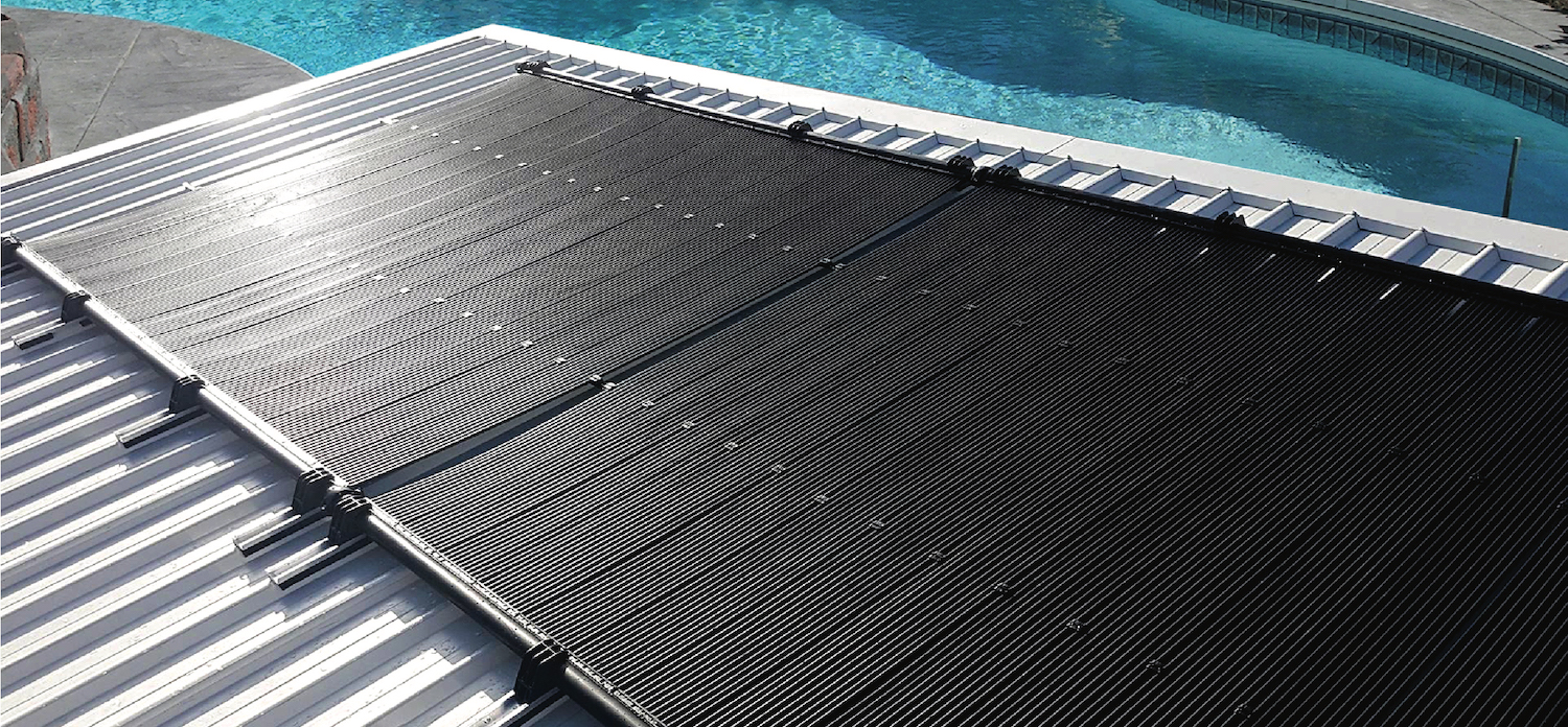 Solar panels for pool heating on roof